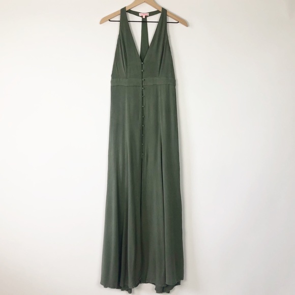 Re:Named | Moss Green T Back Button Front Maxi Drs - Picture 4 of 15